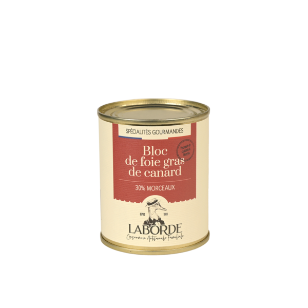 Bloc de foie gras de canard 30% morceaux - 130g